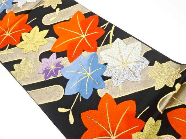 JAPANESE KIMONO / FUKURO OBI / WOVEN EGASUMI & MAPLE 